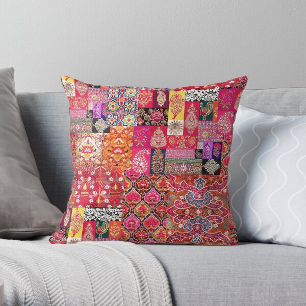 Heritage Oriental Traditional Moroccan Handmade Style Boho Color Palette Throw Pillow