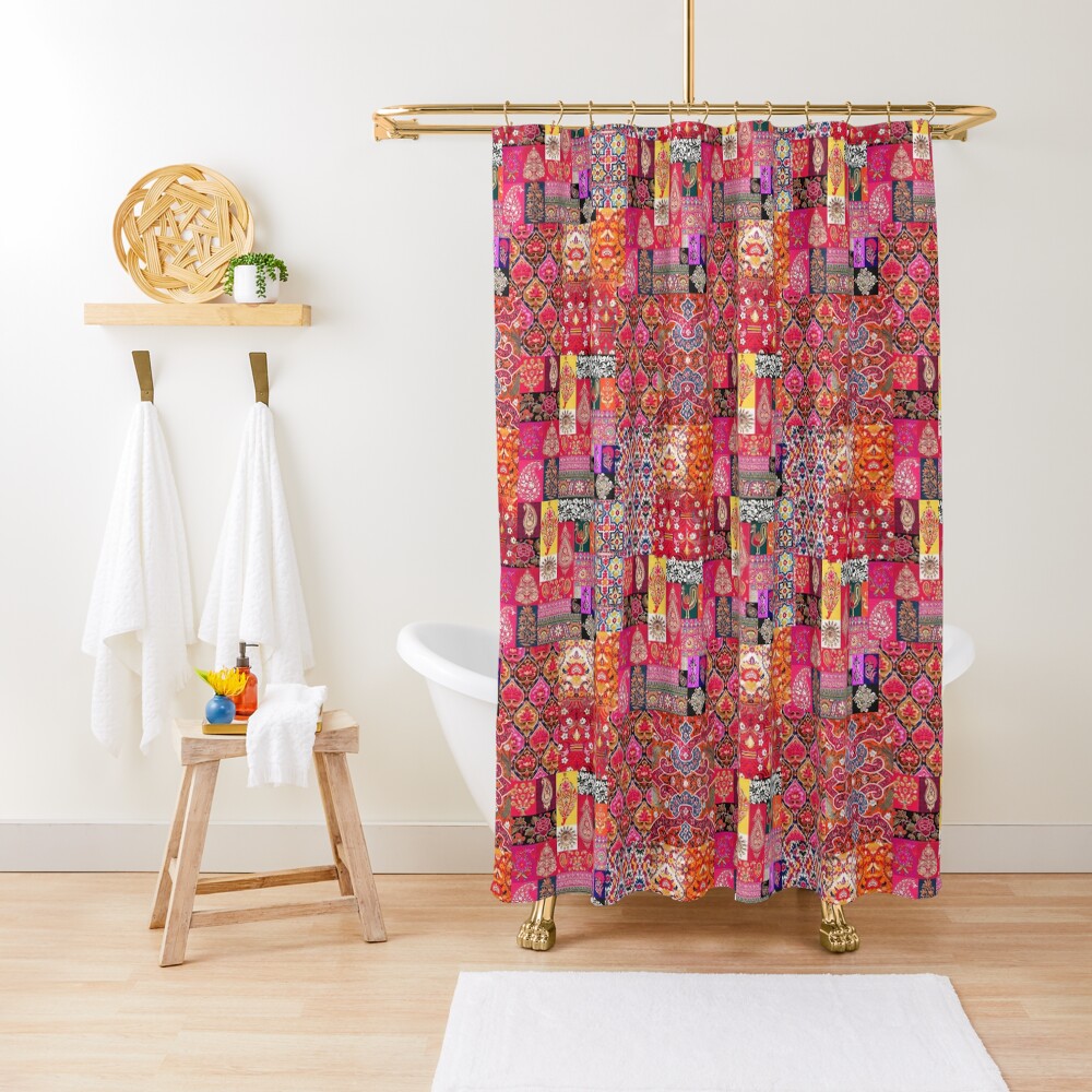 Heritage Oriental Traditional Moroccan Handmade Style Boho Color Palette Shower Curtain