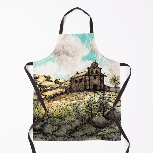 Item preview, Watercolor landscape of field and church designed and sold by LauraJacome.