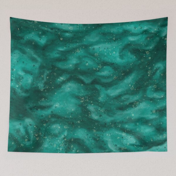 Item preview, Teal abstract painting texture, wavy water effect designed and sold by NadiaChevrel.