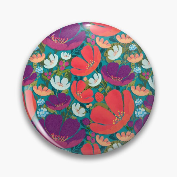 Item preview, Folksy bright florals on Turquoise designed and sold by ALEXIA SPEEKS.
