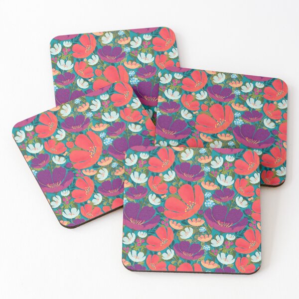 Item preview, Folksy bright florals on Turquoise designed and sold by ALEXIA SPEEKS.