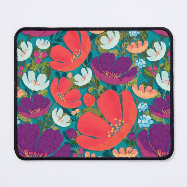 Item preview, Folksy bright florals on Turquoise designed and sold by ALEXIA SPEEKS.