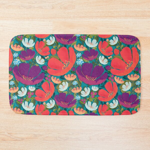 Item preview, Folksy bright florals on Turquoise designed and sold by ALEXIA SPEEKS.