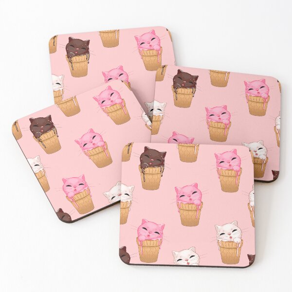 Item preview, Cute Pink Cat Ice Cream Seamless Pattern designed and sold by Alex Goubar.