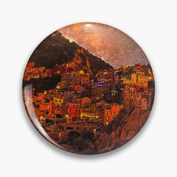 Item preview, Beautiful Manarola Cinque Terre Northern Italy by night, Manarola Cinque Terre Painting Art, Architecture Manarola Cinque Terre Aesthetic Wallpaper, Cinque Terre Italy Manarola Cityscape Village  designed and sold by Trendymotion.