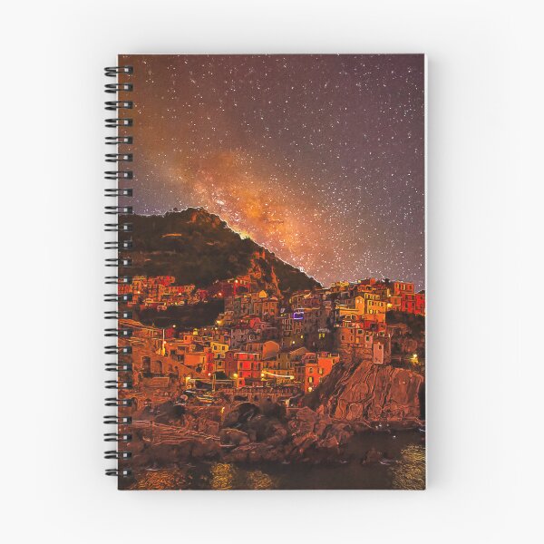 Item preview, Beautiful Manarola Cinque Terre Northern Italy by night, Manarola Cinque Terre Painting Art, Architecture Manarola Cinque Terre Aesthetic Wallpaper, Cinque Terre Italy Manarola Cityscape Village  designed and sold by Trendymotion.