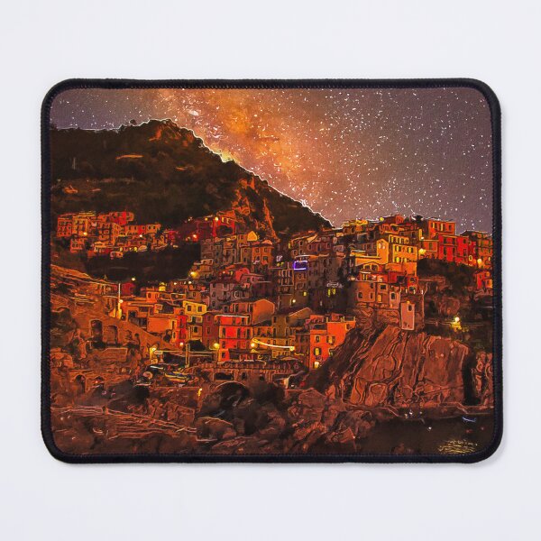 Item preview, Beautiful Manarola Cinque Terre Northern Italy by night, Manarola Cinque Terre Painting Art, Architecture Manarola Cinque Terre Aesthetic Wallpaper, Cinque Terre Italy Manarola Cityscape Village  designed and sold by Trendymotion.