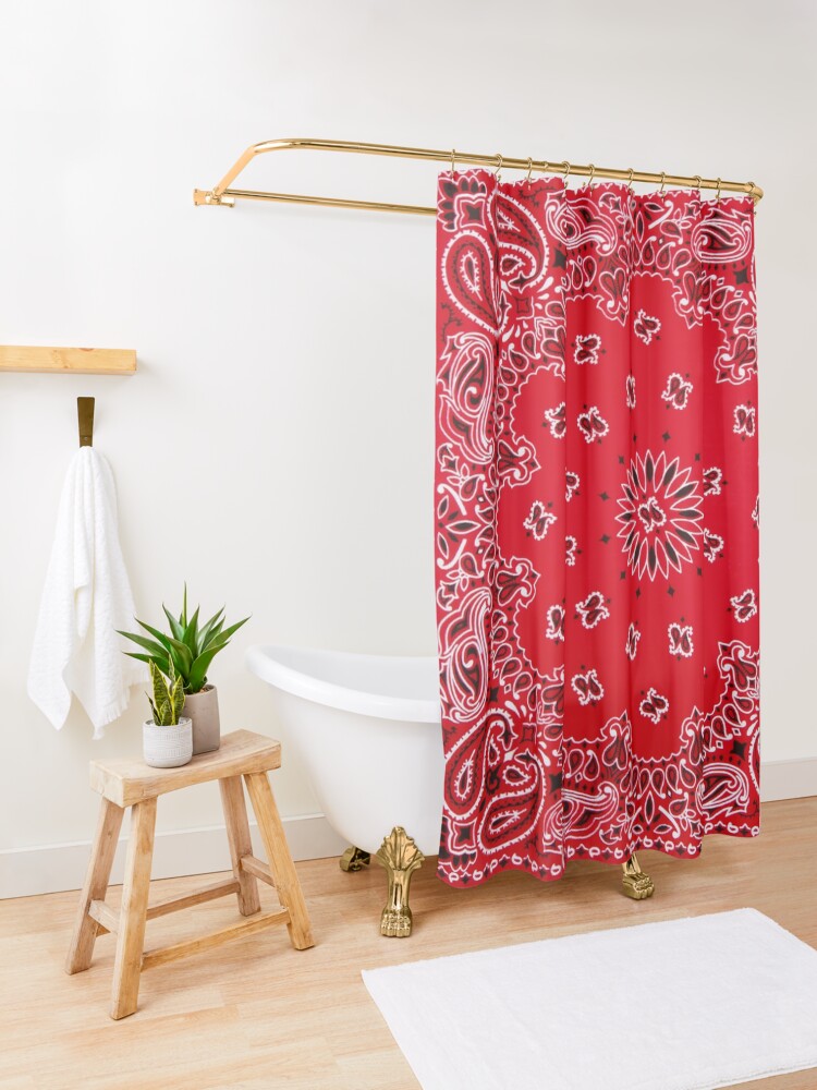 "Bandana Red " Shower Curtain for Sale by rosemaryalbo Redbubble