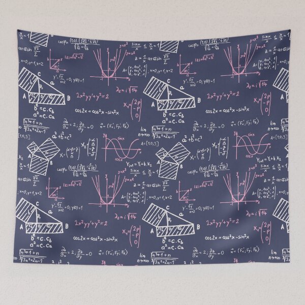 Item preview, Colorful Math Problems on Navy Chalkboard designed and sold by the-Nerdlings.