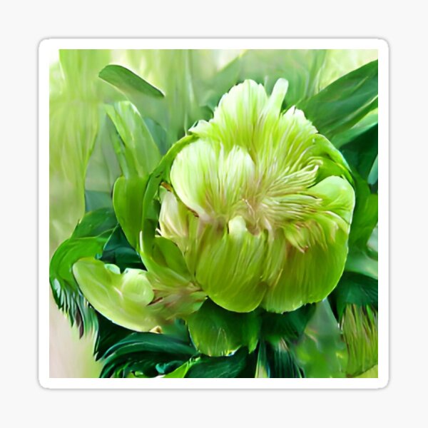 Item preview, green peony bright watercolor original art designed and sold by Surrealarts727.