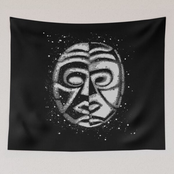 Item preview, Primitive art, yin yang mask design in grey designed and sold by Anomalypark.