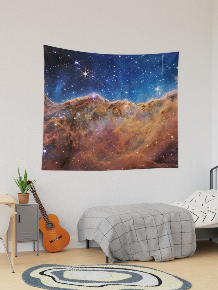 Thumbnail 1 of 3, Tapestry, Jame's Webb Space Telescope Cosmc Cliffs Carina Nebula designed and sold by AlexandrAIart.