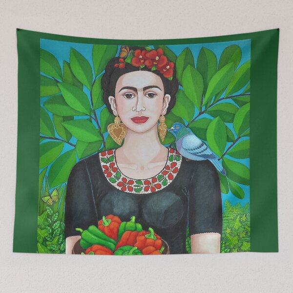 Item preview, Frida with dove and red peppers designed and sold by Madalena Lobao-Tello.