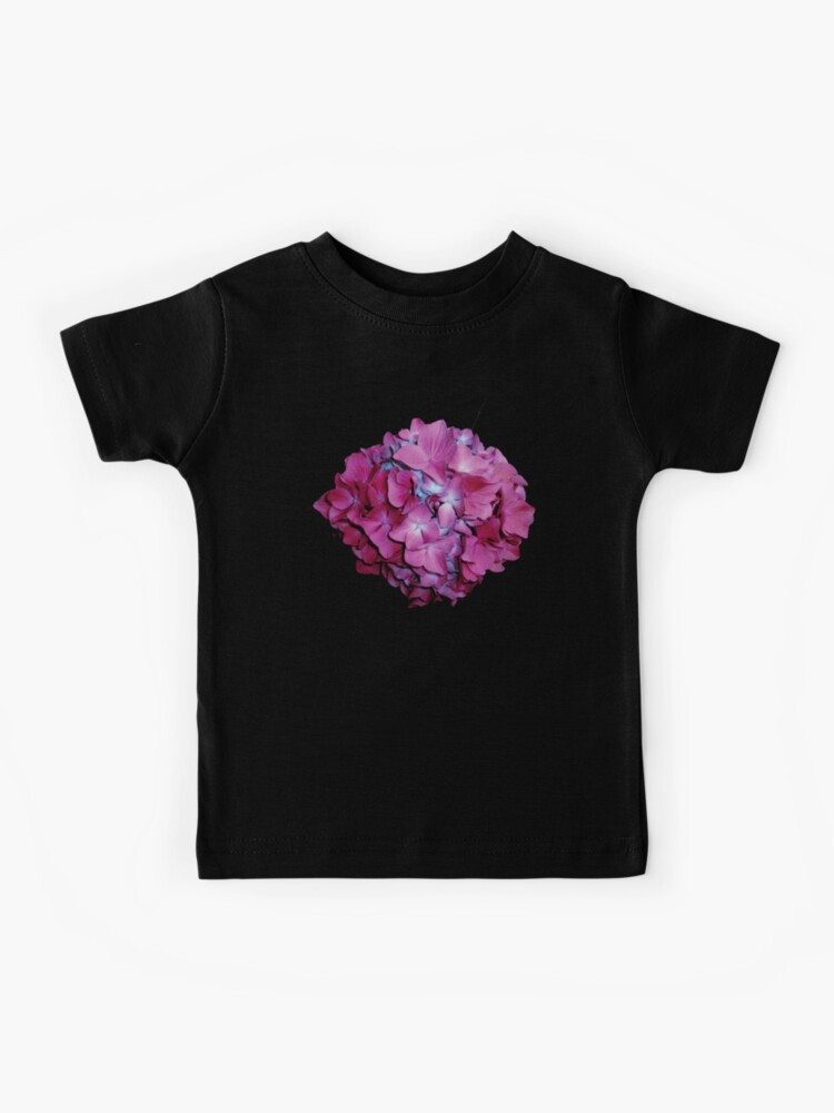 Camiseta para niños «Hortensia rosa frambuesa romántica, foto floral rosa,  rosas moradas | hortensia azul claro» de hollycooper | Redbubble