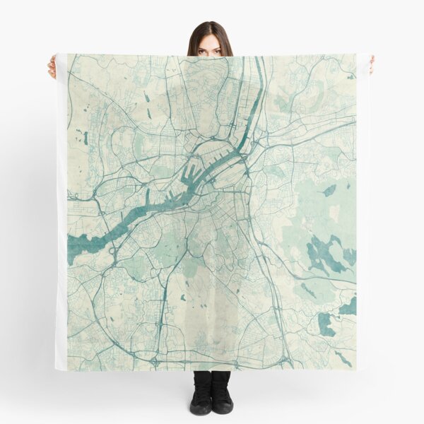 Gothenburg Map Blue Vintage Scarf