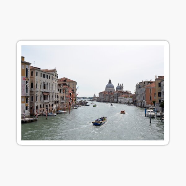 View of Canal Grande in Venice, Italy with colorful buildings and boats in the water Sticker