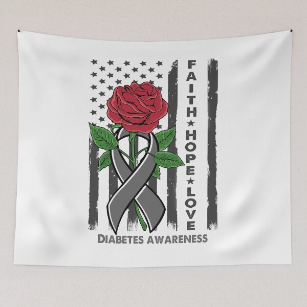 Item preview, Faith Hope Love Diabetes Awareness American Flag designed and sold by Kohend.