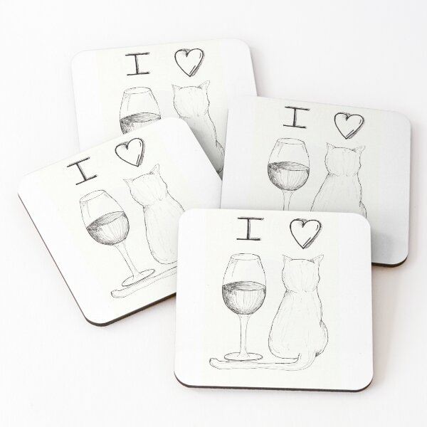 Item preview, I love wine and cats designed and sold by Cat-Art-Sis.