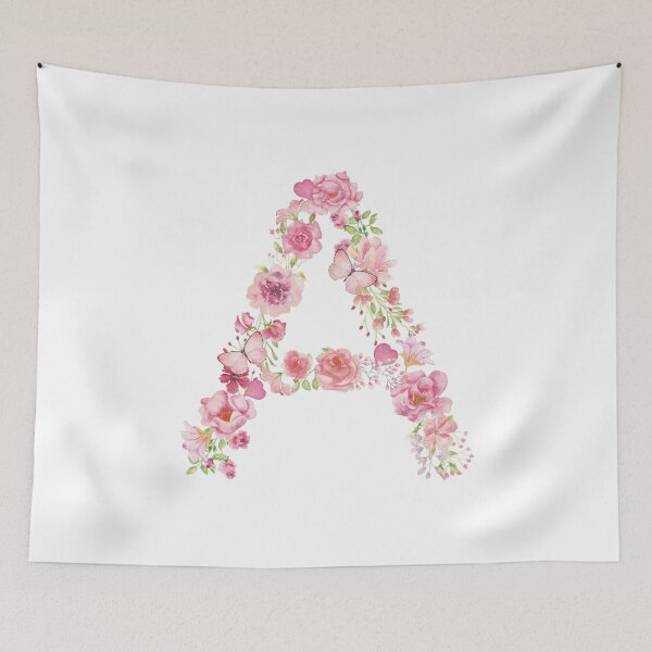 Item preview, Pastel Pink Watercolor Flower Monogram Letter A designed and sold by silviaol.