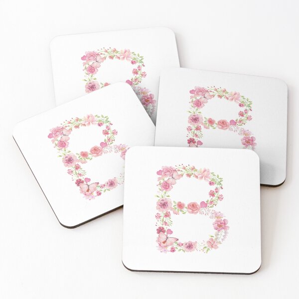Item preview, Pastel Pink Watercolor Flower Monogram Letter B designed and sold by silviaol.