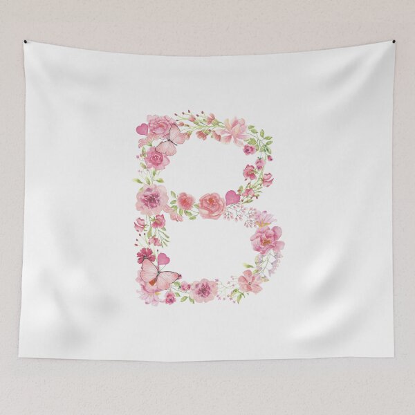 Item preview, Pastel Pink Watercolor Flower Monogram Letter B designed and sold by silviaol.