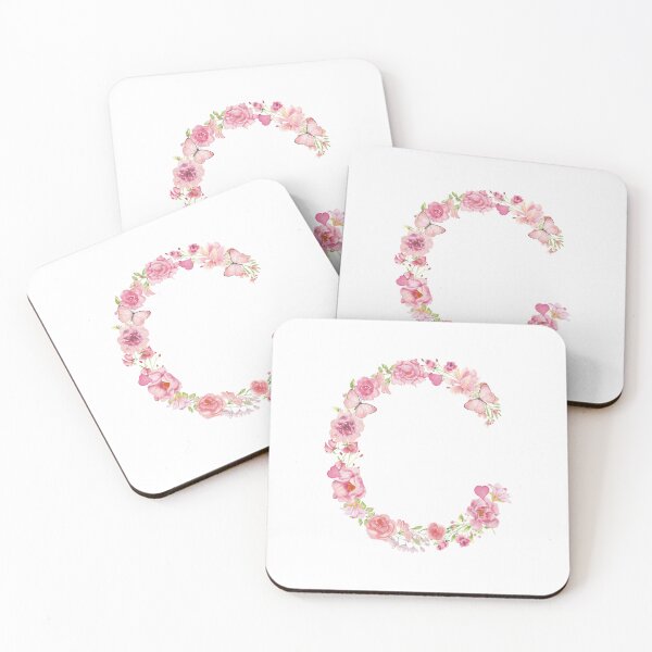 Item preview, Pastel Pink Watercolor Flower Monogram Letter C designed and sold by silviaol.