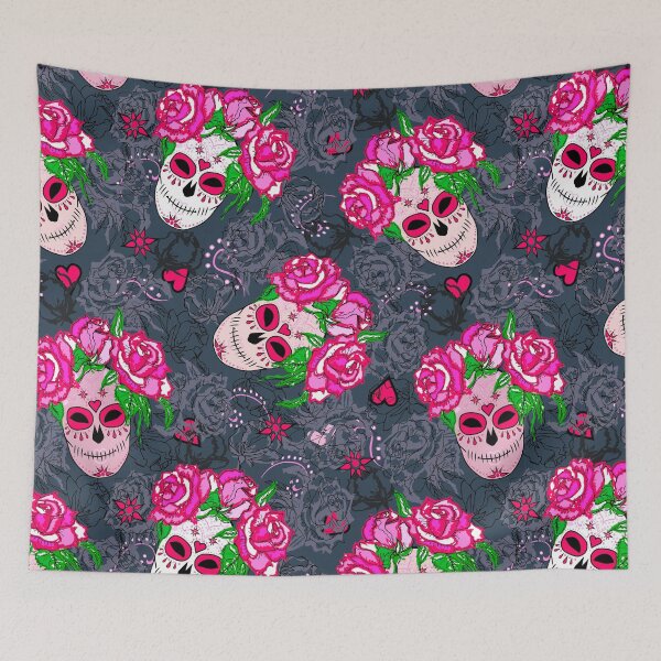 Item preview, Pink sugar skull pattern designed and sold by Natalia Varlamova.
