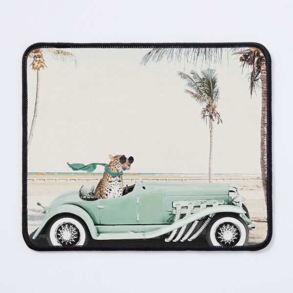 Item preview, Leopard in retro car with scarf and sunglasses designed and sold by juliaemelian.
