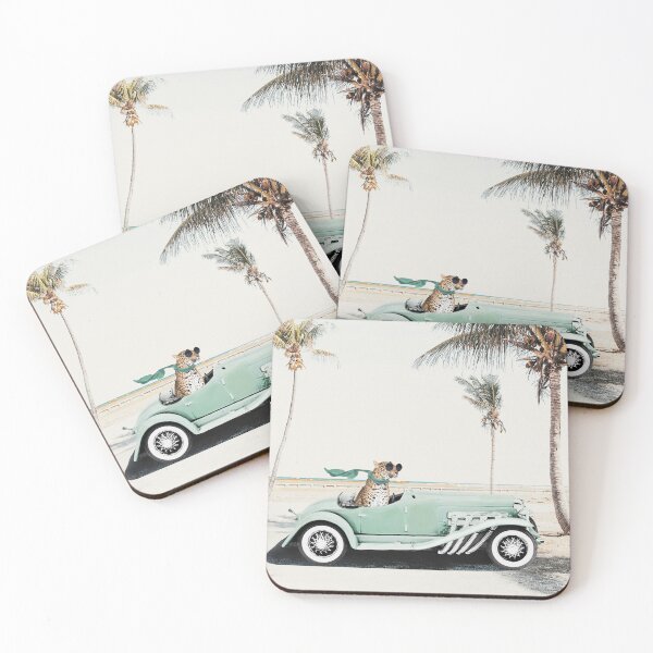 Item preview, Leopard in retro car with scarf and sunglasses designed and sold by juliaemelian.
