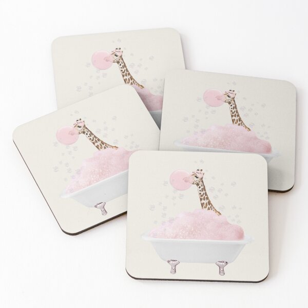 Item preview, Giraffe in bath Pink foam designed and sold by juliaemelian.