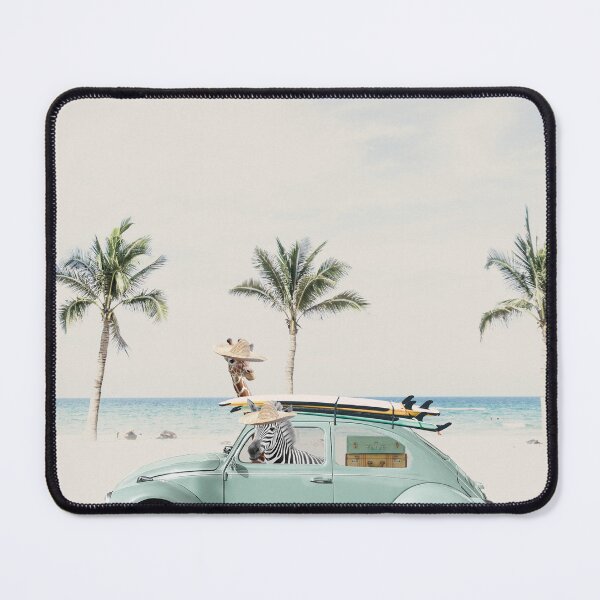 Item preview, Animals zebra and giraffe in blue retro car summer holidays designed and sold by juliaemelian.