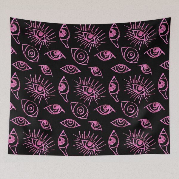 Item preview, Pink Hues Many Eyes Pattern On Black Background designed and sold by DEC02.