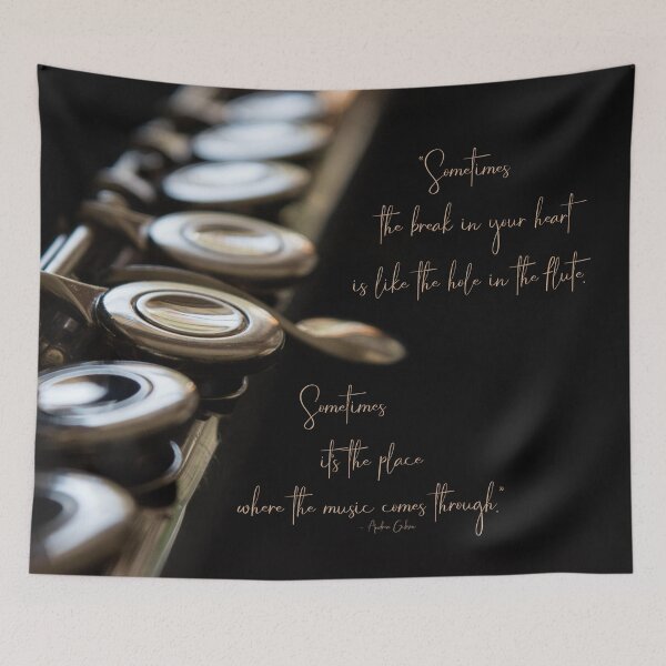 Item preview, Where the Music Comes Through Flute Still Life with Quote designed and sold by nancyjcreates.