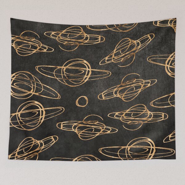 Item preview, Golden-Hues Hand Drawn Planets Pattern In Orbit  designed and sold by DEC02.