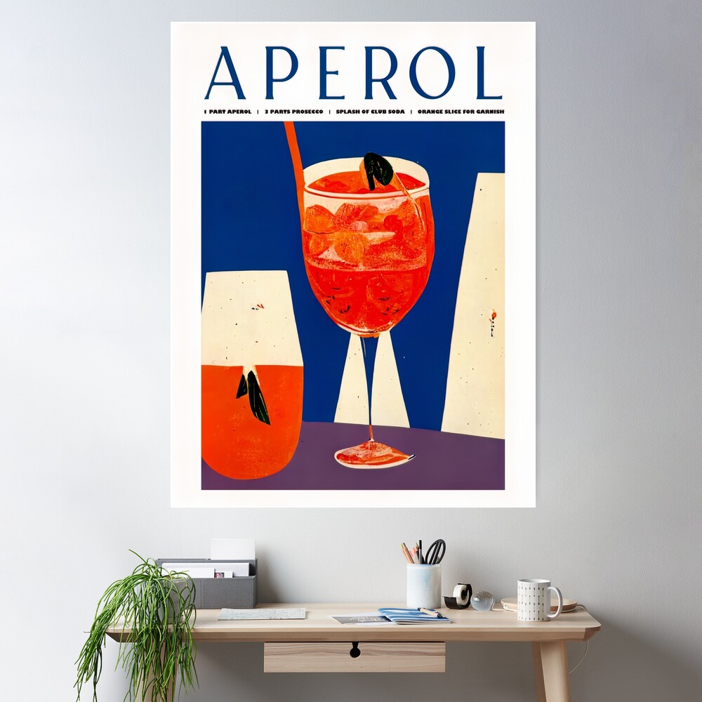 Retro Aperol Spritz Poster 1960s Homebar, Kitchen Bar Prints
