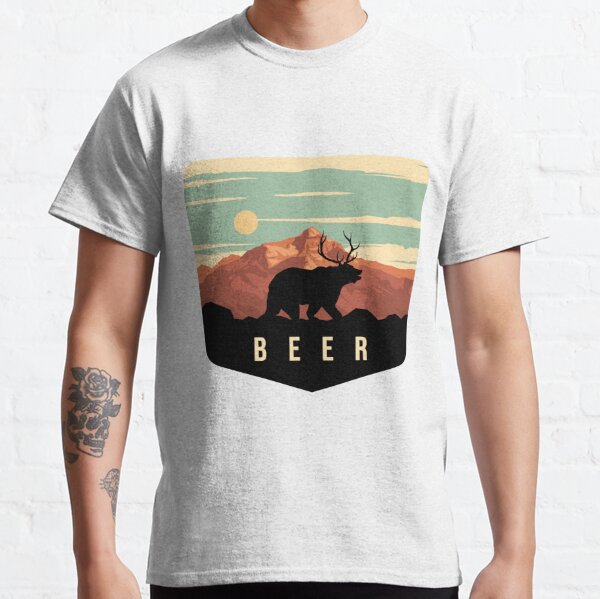 Funny Beer T Shirt Deer Bear Beer T Shirt Cool Drinking Alcohol Humor Tee  Clever Witty Graphic Hunting Fishing Cute Hilarious Party Novelty 
