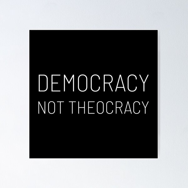Item preview, Democracy Not Theocracy designed and sold by Denti Kanys ⭐⭐⭐⭐⭐.