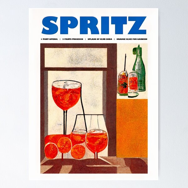 Item preview, Retro Classic Spritz Poster Drinks at Home Homebar, Kitchen Bar Prints, Vintage Drinks, Recipe, Wall Art designed and sold by betternotes.