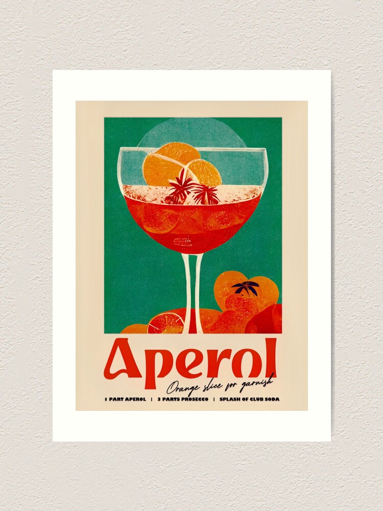 Retro Aperol Spritz Poster Holiday Print Homebar, Kitchen