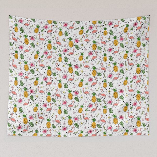 Item preview, Flamingo and Pineapple Tropical doodles designed and sold by Grimble Scribbs.