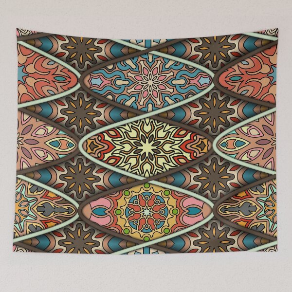 Item preview, Vintage patchwork with floral mandala elements designed and sold by Somberlain.