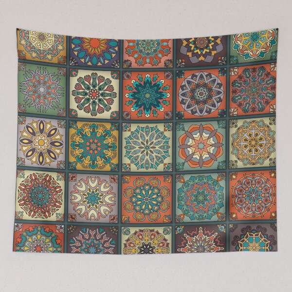 Item preview, Vintage patchwork with floral mandala elements designed and sold by Somberlain.