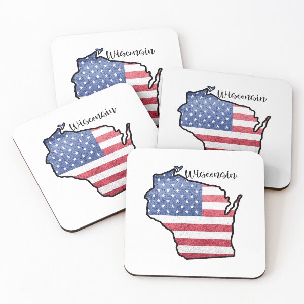 Item preview, Wisconsin State Outline with Patriotic USA American Flag designed and sold by Gsallicat.
