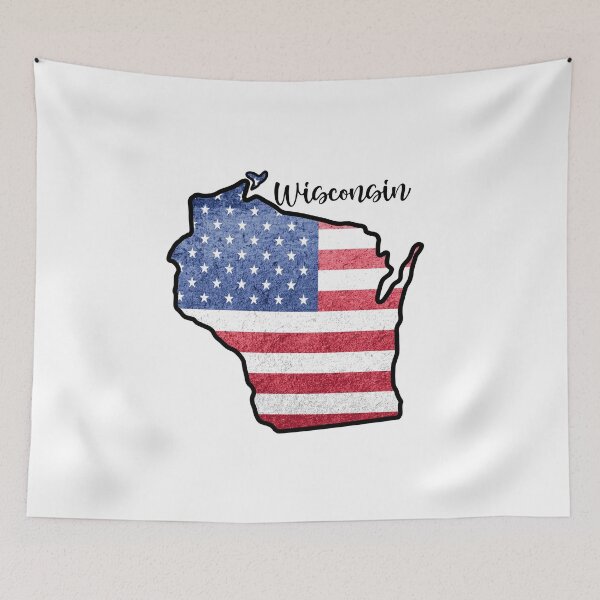 Item preview, Wisconsin State Outline with Patriotic USA American Flag designed and sold by Gsallicat.
