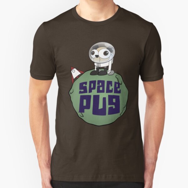 Space Pug Funny Cartoon Slim Fit T-Shirt