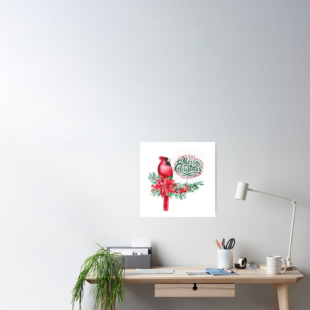 Merry Christmas Cardinal Poster for Sale by GreatestLove