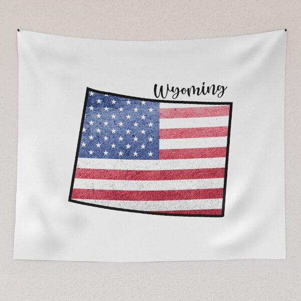 Item preview, Wyoming State Outline with Patriotic USA American Flag designed and sold by Gsallicat.