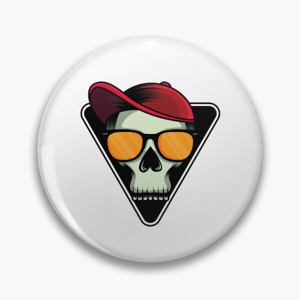 Item preview, Groovy Skull With Sunglasses and Red Baseball Cap Black Triangular Background designed and sold by CreativeCranium.