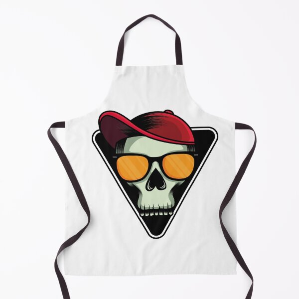 Item preview, Groovy Skull With Sunglasses and Red Baseball Cap Black Triangular Background designed and sold by CreativeCranium.